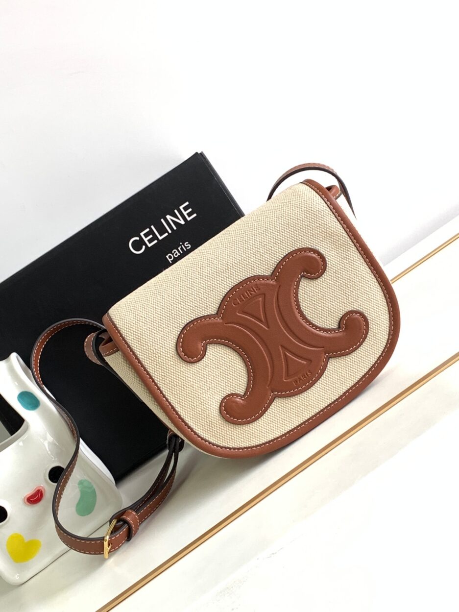 Celine Folco Cuir Triomphe Brown Beige