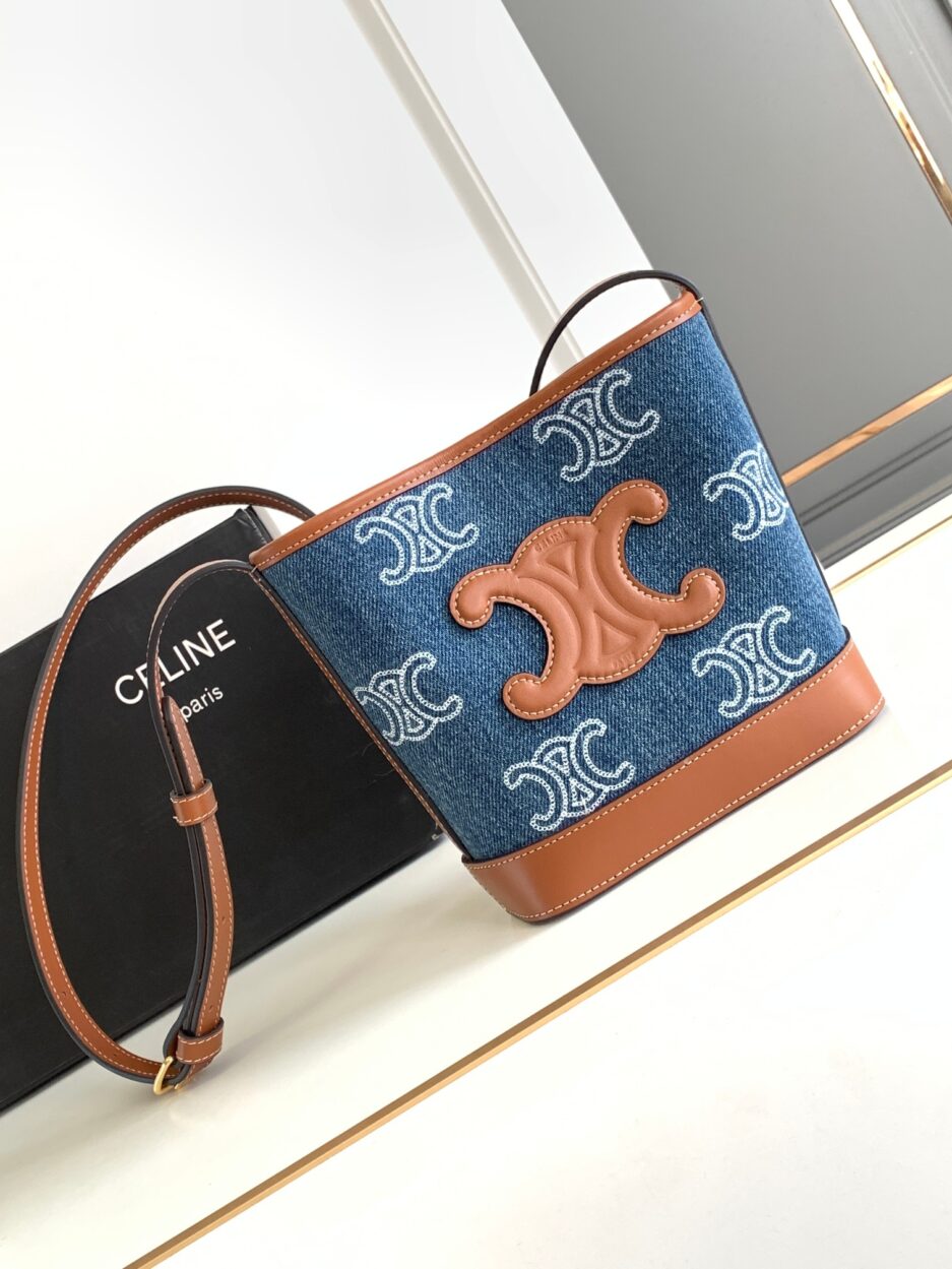 Celine Cuir Triomphe Denim Brown